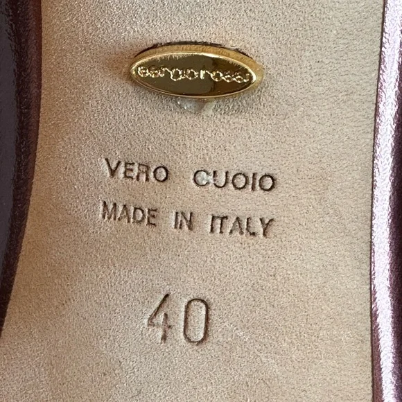 SALE SERGIO ROSSI GODIVA Red Dark Metallic Bronze Patent Leather Point Toe Pumps - Picture 4 of 12